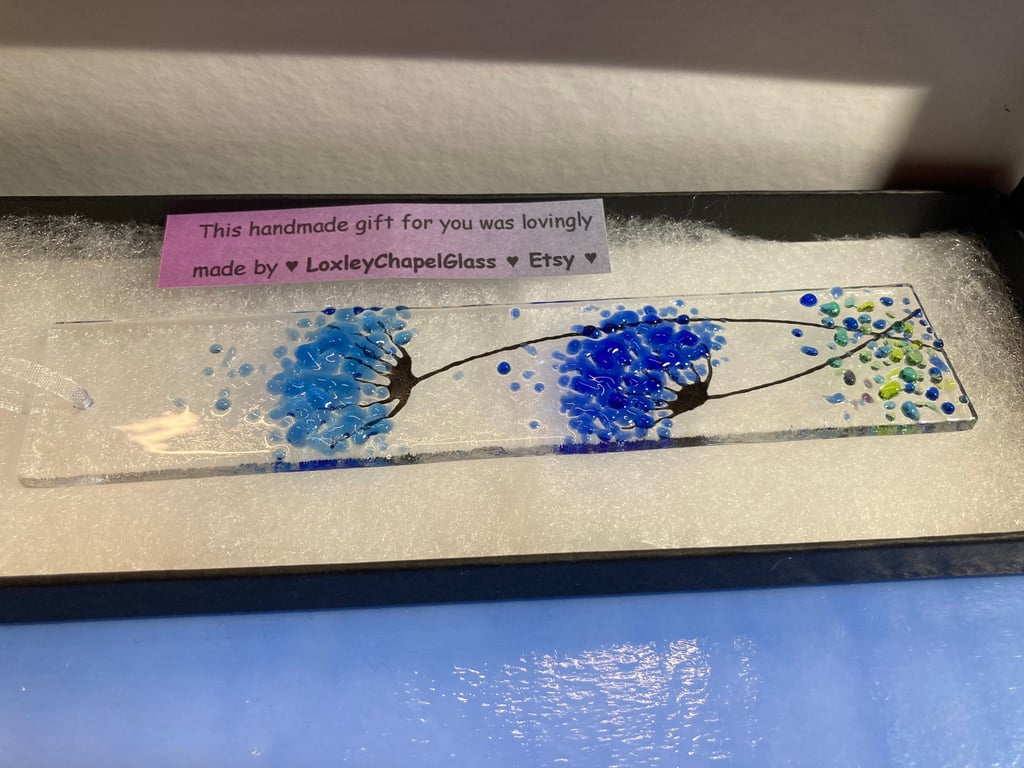 Small Fused glass Whimsical Jewel twin flowers Sun catcher 5.5" long