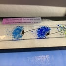 Small Fused glass Whimsical Jewel twin flowers Sun catcher 5.5" long