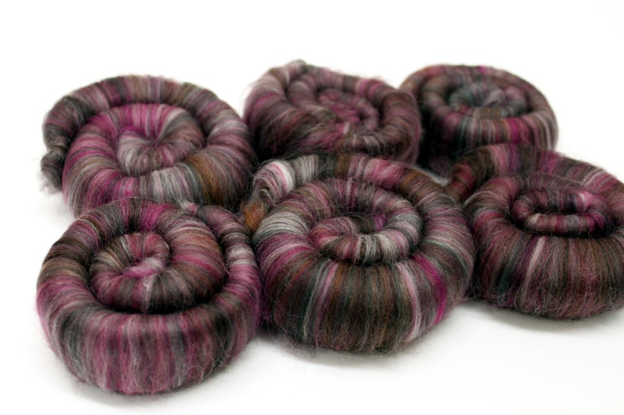 Rolags Merino & Bamboo Turkish Delight 100g Fine Merino Wool XL Spinning