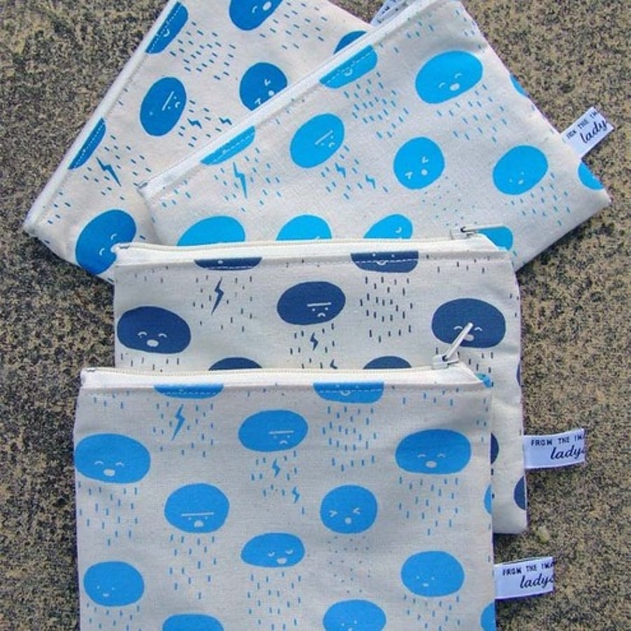Screenprinted Raincloud Purse