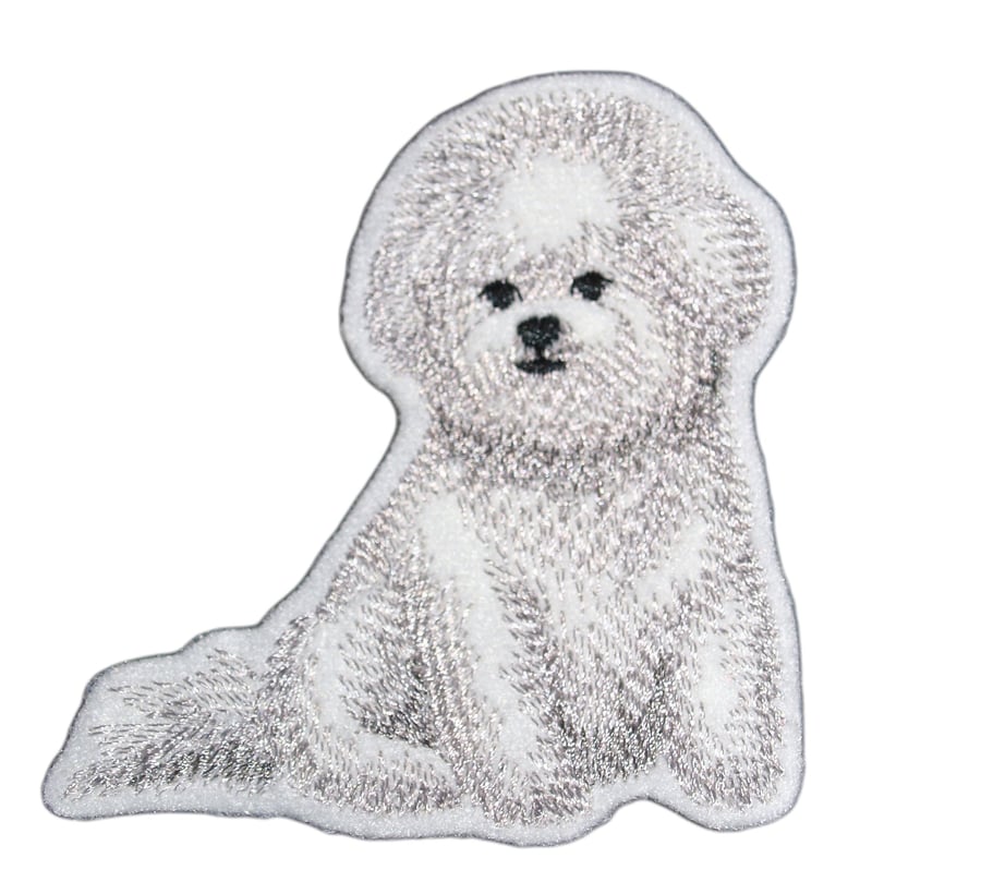 Bichon Frise Embroidered iron on or sew on patch