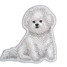 Bichon Frise Embroidered iron on or sew on patch