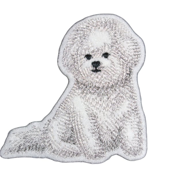 Bichon Frise Embroidered iron on or sew on patch