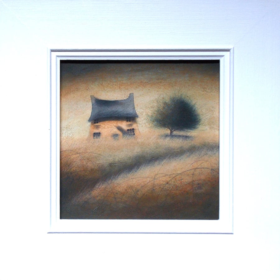 Evening Storm - Framed Original Acrylic Landscape Painting 23.5cms Free Postage
