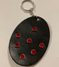 Black Leather Keyring with 7 Red Gemstones - FREE SHIPPING - Image 4