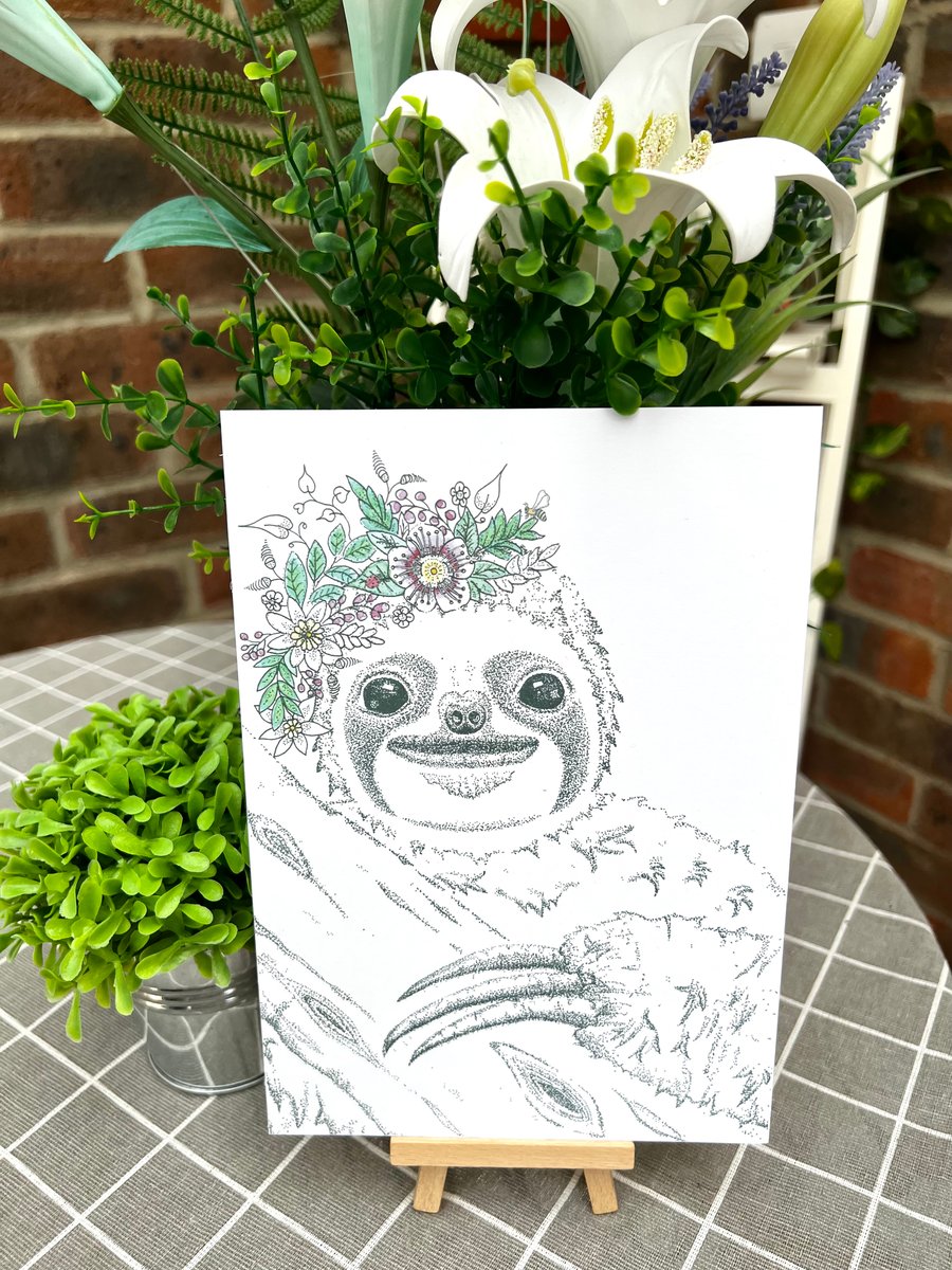Illustration print - Sloth A5  (Small - foam board backing)