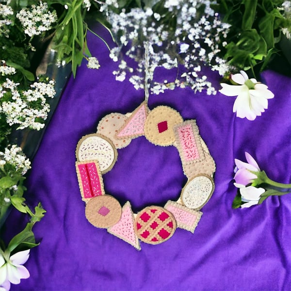Unusual Gift Idea- Felt Novelty Biscuit Wreath