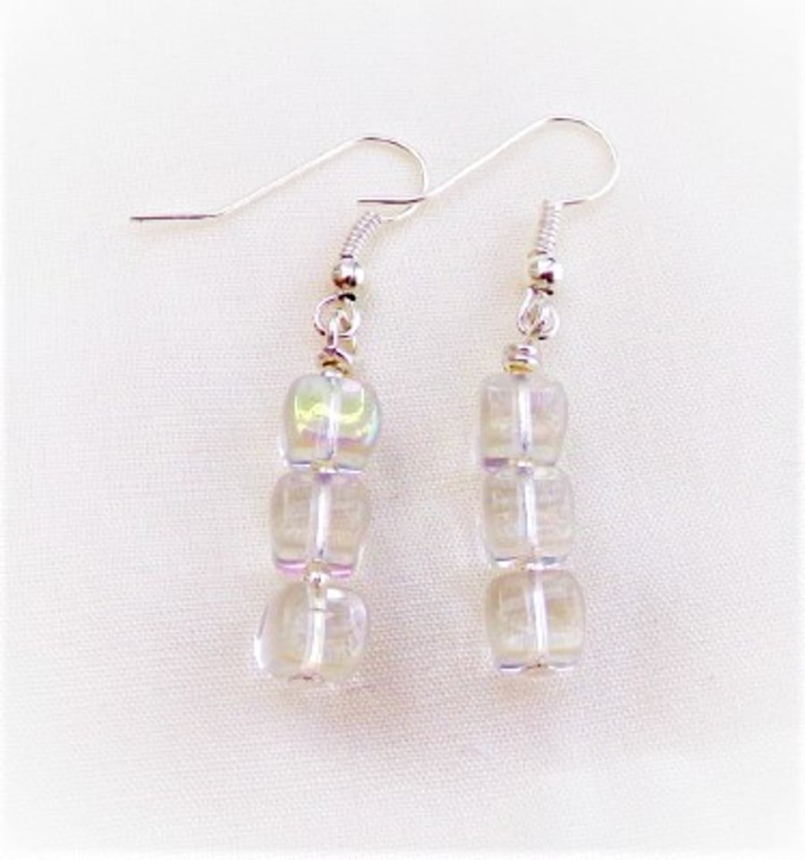 "Ice Cube" Glass Earrings