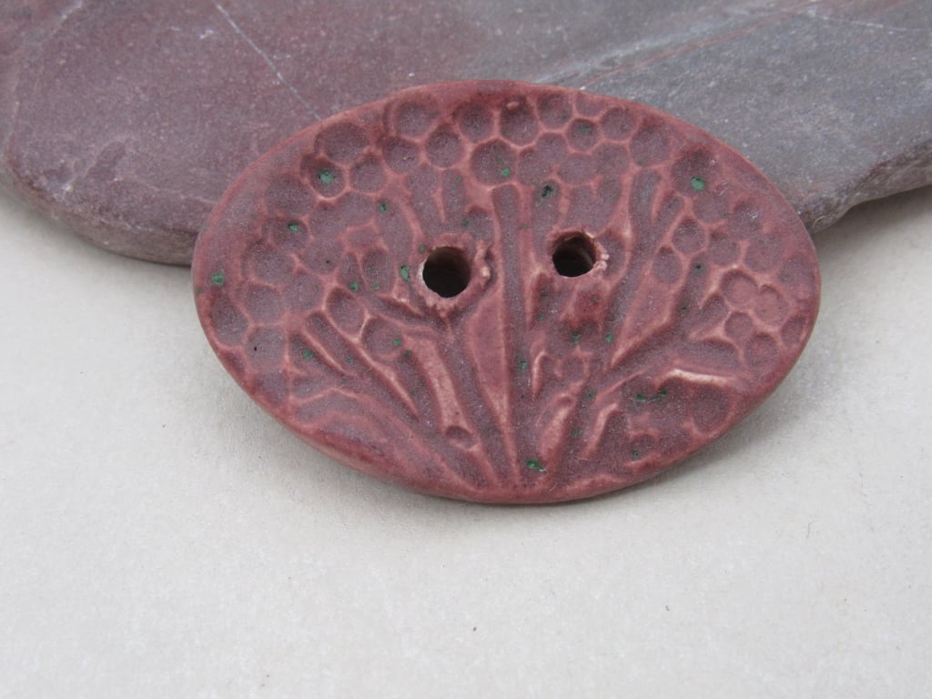 Large Damson Oval Seedhead Handmade Ceramic Button