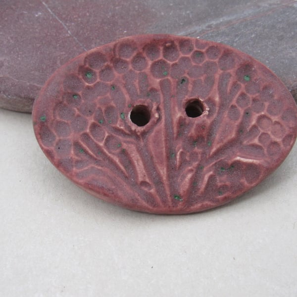 Large Damson Oval Seedhead Handmade Ceramic Button