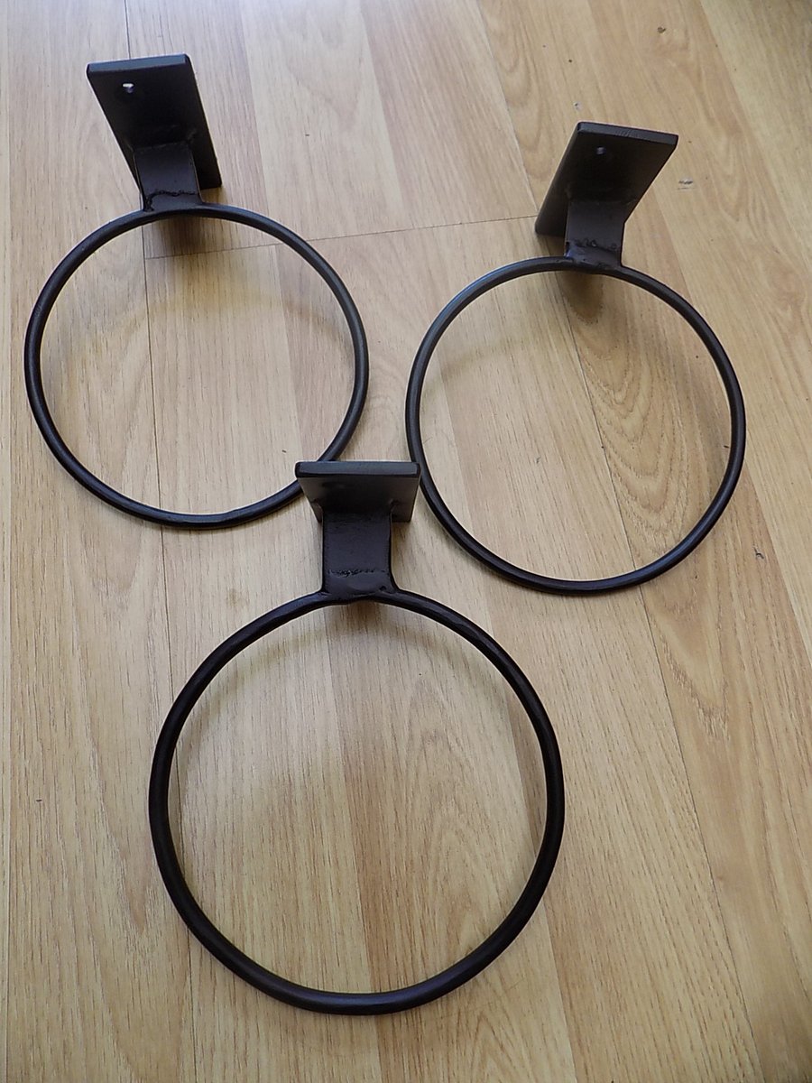 3 x 6" Plant Pot Ring Holders............Wrought Iron(Forged Steel) inc Pots