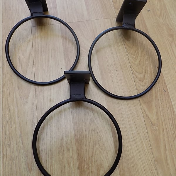 3 x 6" Plant Pot Ring Holders............Wrought Iron(Forged Steel) inc Pots