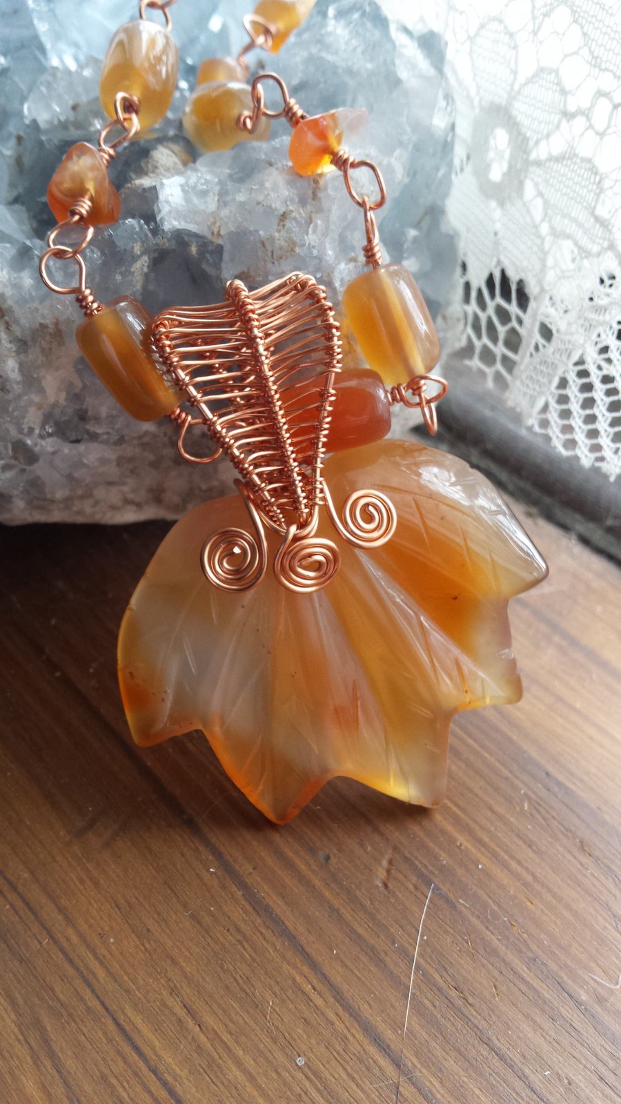 Autumn Leaf Rosary Necklace