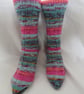 Hand-cranked Knitted Ribbed Wool Socks Size 8 to 9 Turnover Tops - Image 1