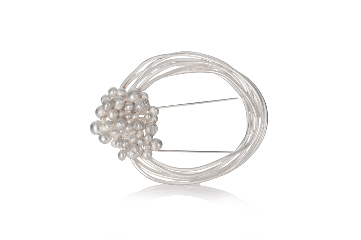 Perfectly Imperfect Handmade Recycled Silver Granulation Brooch
