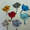 Handmade Fused Glass Beaded Hanging Bird Decoration