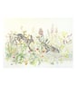 Hare & Wild Flowers Print from Original Watercolour Painting Bespoke Home Decor