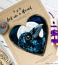 Raven Crow Gothic Moon - Hand Painted Magnetic Heart Art Fridge Magnet - Image 4