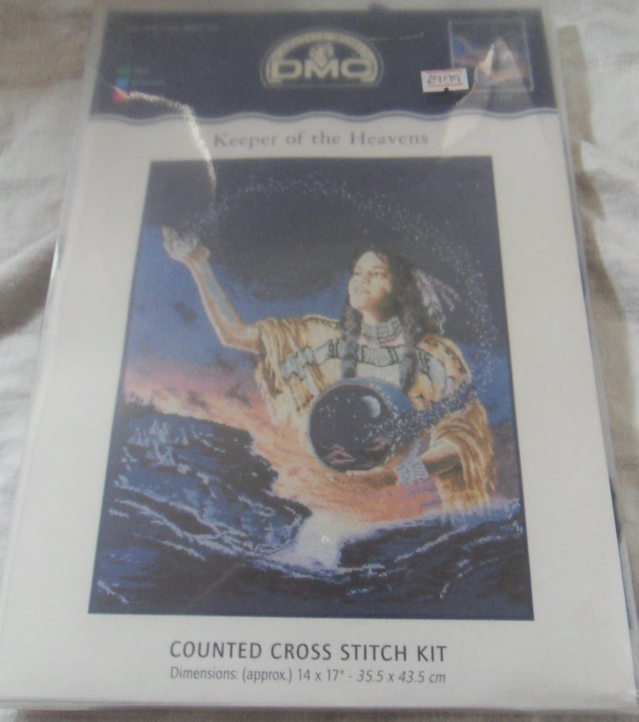 Cross stitch kit.  Keeper of the heavens. 14" x 17"