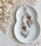 Love Hearts- Handmade earrings with hearts, pearls & beads on silver hooks.. - Image 4