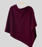 Poncho - merino lambswool Bordeaux red wine 