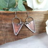 Earrings, Sterling Silver and Copper Heart Dropper Earrings