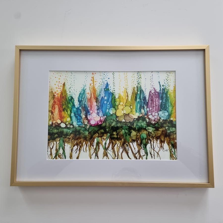 (49) Abstract Alcohol Inks, "Airy, Fairy Garden"