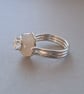 Statement  sterling silver ring with natural quartz and CZ. 925 Silver.  - Image 2