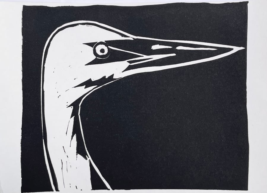 Egret Bird Lino Print
