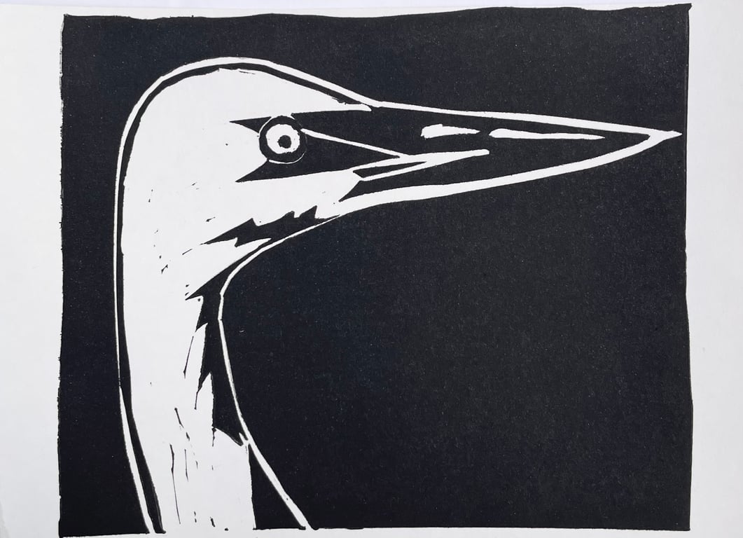 Egret Bird Lino Print