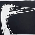 Egret Bird Lino Print