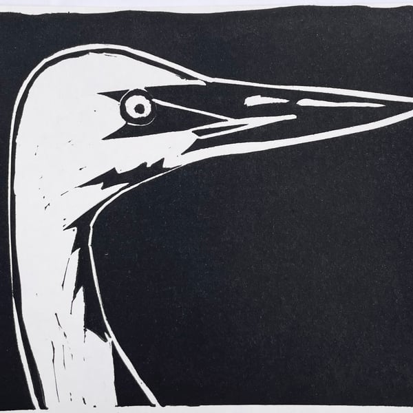 Egret Bird Lino Print