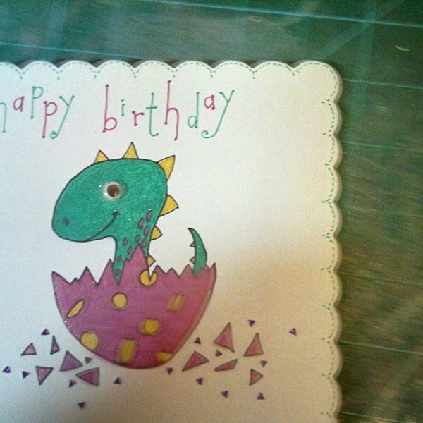 Child's baby dinosaur birthday card 