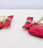 Handmade Red Leather Small Heart and Bow Keyring or Bag Charm - Image 2