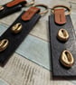 Leather and  Cowrie Shell Bead Keyring - Image 2