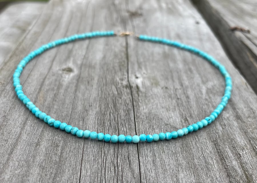 3mm Turquoise Beaded Necklace 