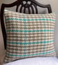 Angharad cushion - Aqua Blue 14" square. Handwoven in Wales - Image 1