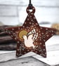 Dove in flight hanging star. Pyrography personalised decoration. - Image 1