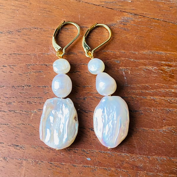 Baroque pearl earrings - ivory - BPE06