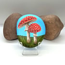 Mushrooms Rock Painting