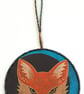 FXPM158 - Fox Mandala Wall Hanging-17.5cm diameter - Orange-Black-Turqoise-Gold - Image 2