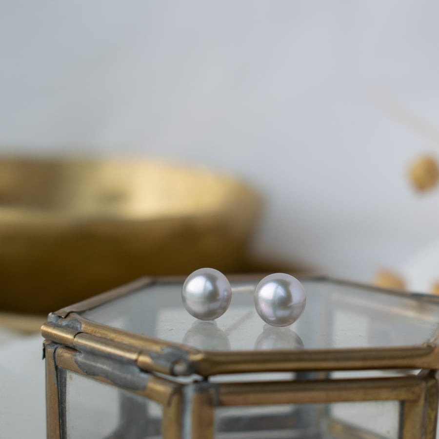 Pearl Stud Earrings - Real Pearl Studs - Bridesmaid Jewellery Gift