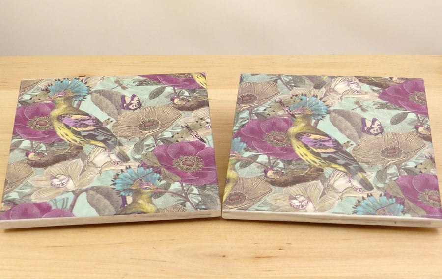 Perfectly Imperfect - Ceramic Vintage Birds Coasters
