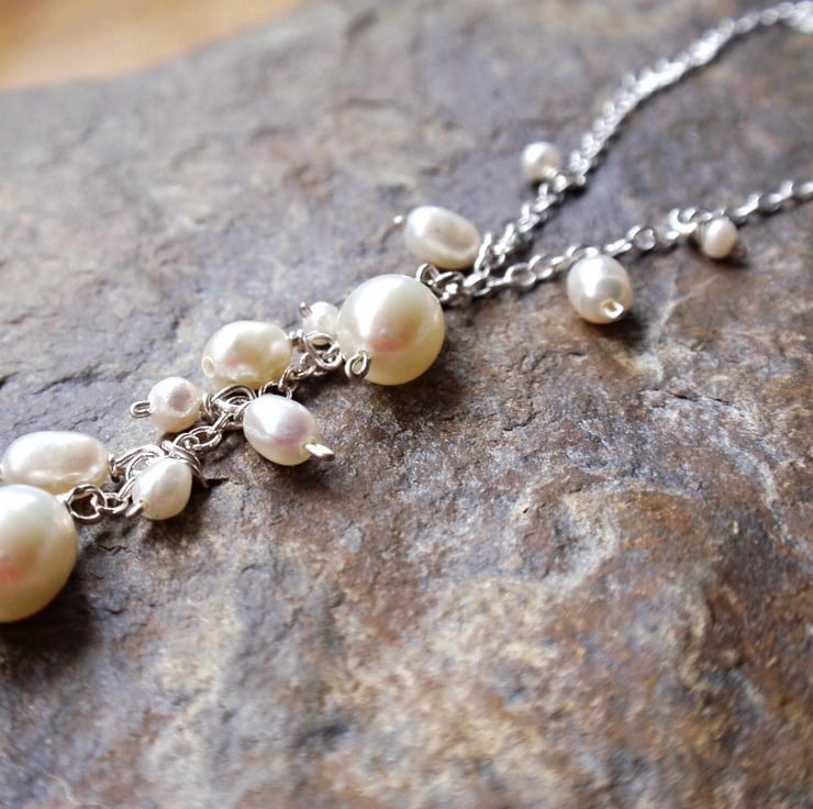 Sun + Pearl Cluster Necklace