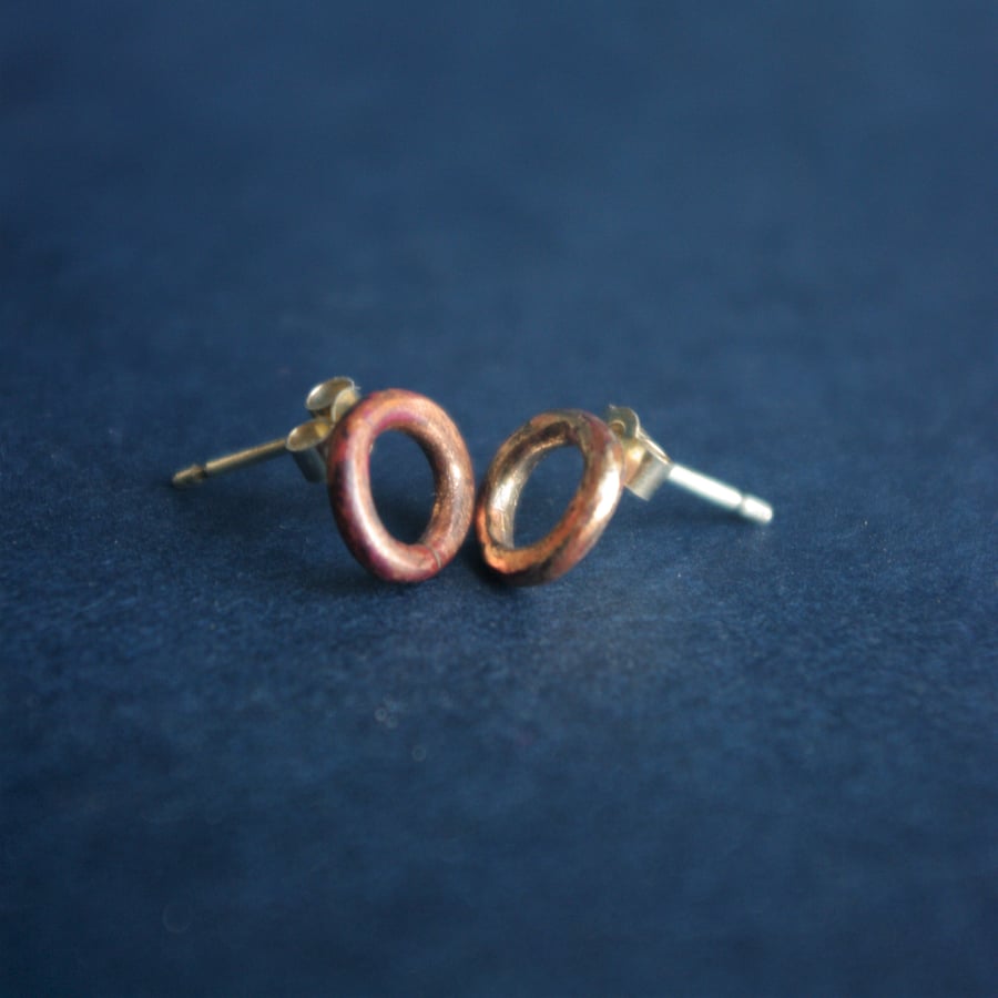 Copper Organic Circle Studs