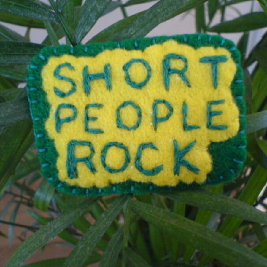 Short People Rock Felt Badge