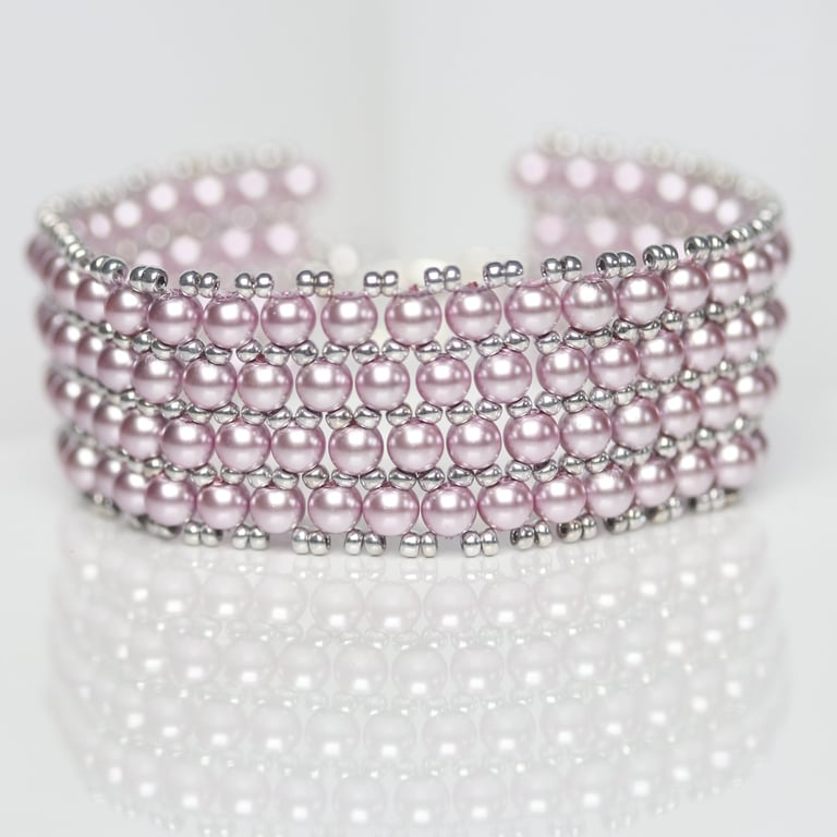 Light Pink Beaded Cuff Bracelet