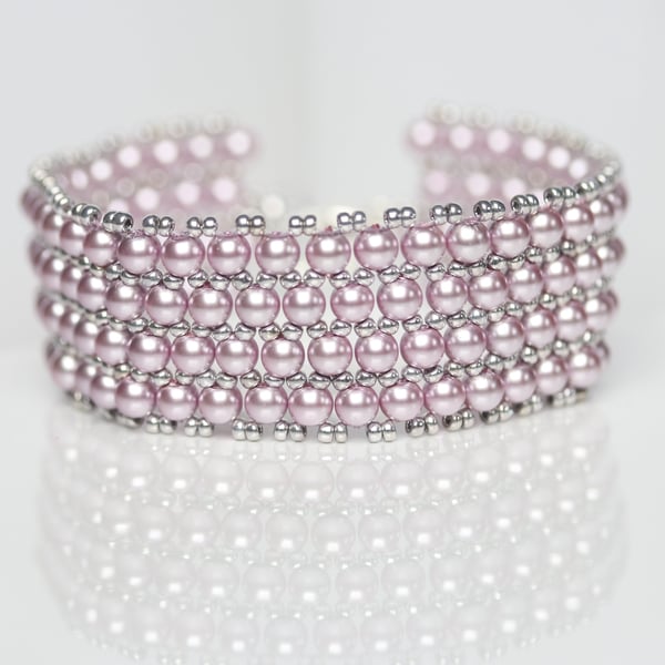 Light Pink Beaded Cuff Bracelet