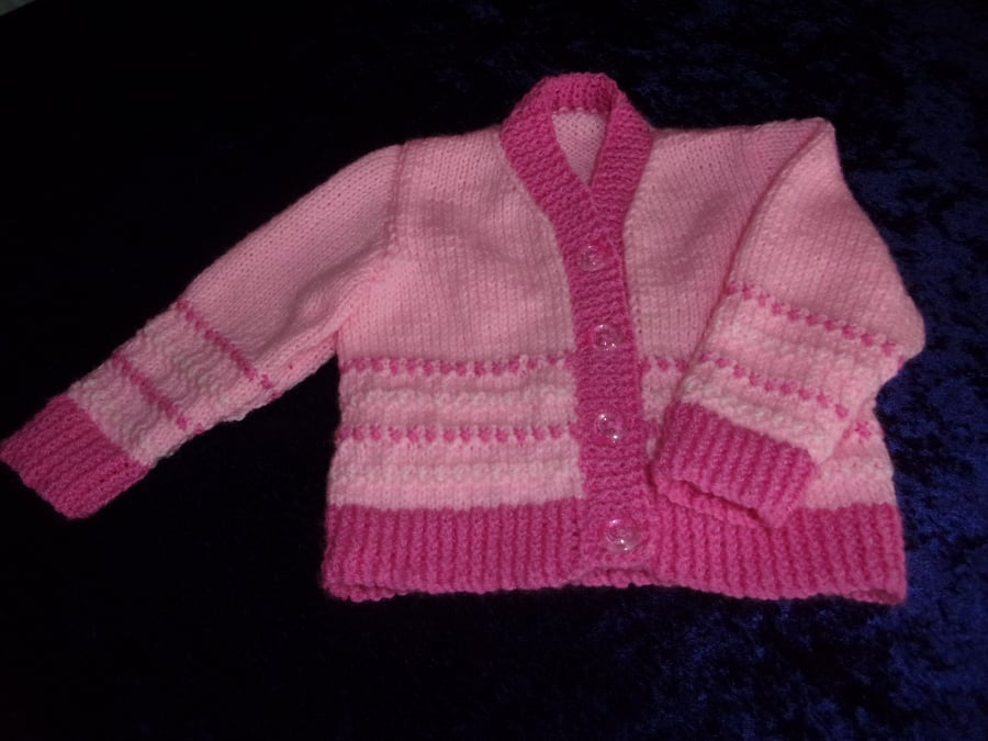 Pink 20 inch V Neck Cardigan