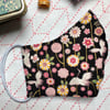 Reusable Cotton Japanese Cranes and Flowers Fabric Face Mask Adult Child